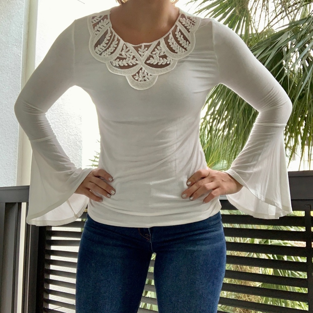 Beautiful white shirt with bell sleeves!